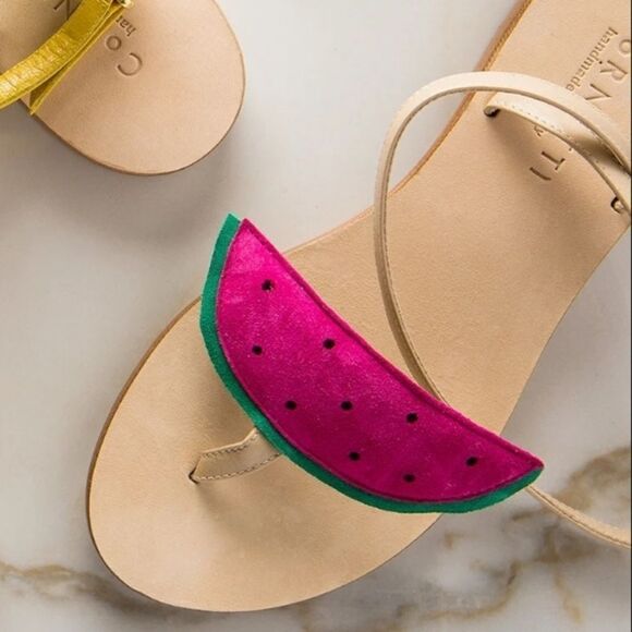 Cornetti Italy Suede Watermelon Thong Sandals Size 39 - Picture 2 of 10